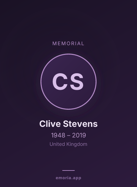 Memorial portrait of Clive Stevens