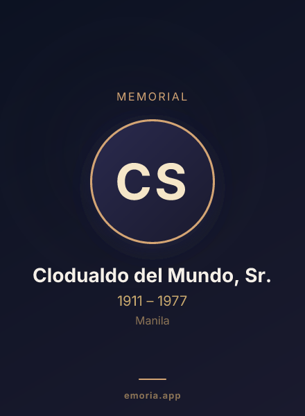 Memorial portrait of Clodualdo del Mundo, Sr.