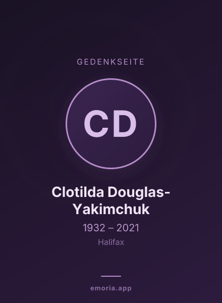 Gedenkportrait von Clotilda Douglas-Yakimchuk