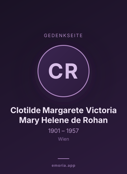 Gedenkportrait von Clotilde Margarete Victoria Mary Helene de Rohan