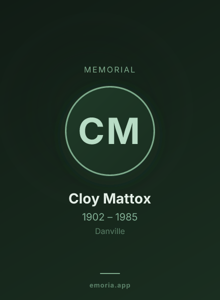 Memorial portrait of Cloy Mattox
