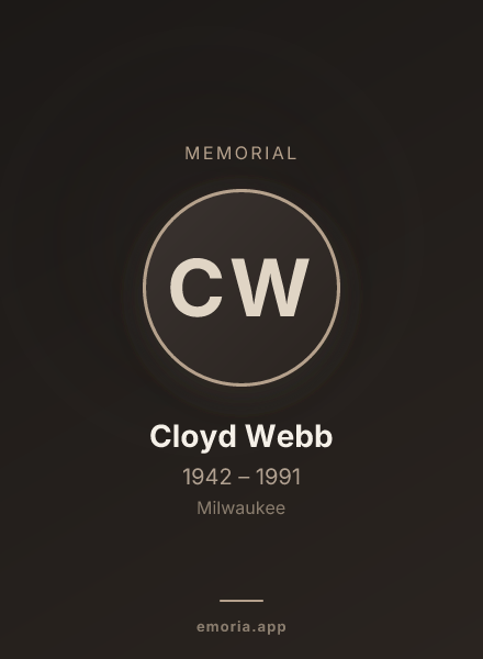 Memorial portrait of Cloyd Webb