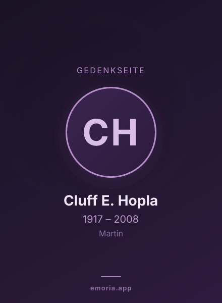 Gedenkportrait von Cluff E. Hopla