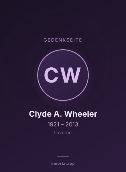 Gedenkportrait von Clyde A. Wheeler
