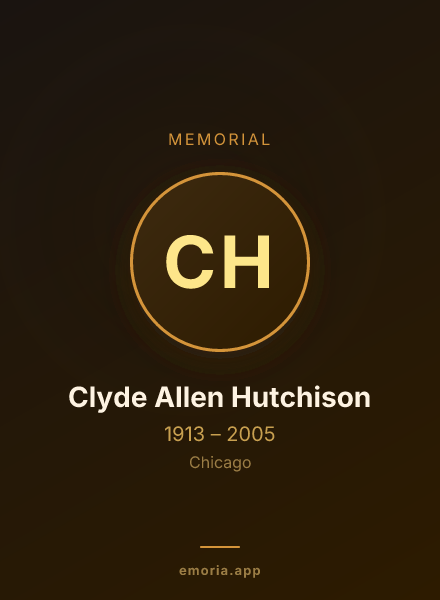 Memorial portrait of Clyde Allen Hutchison