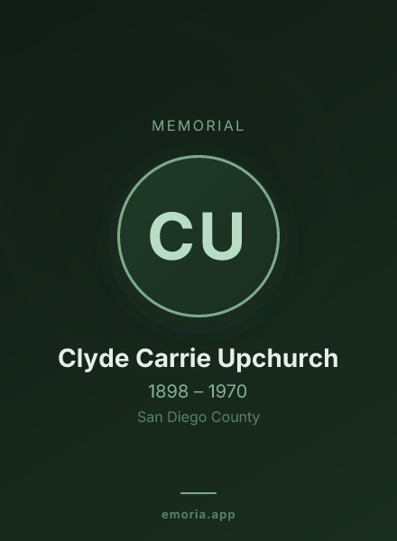 Memorial portrait of Clyde Carrie Upchurch