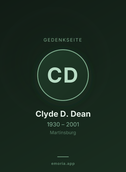 Gedenkportrait von Clyde D. Dean