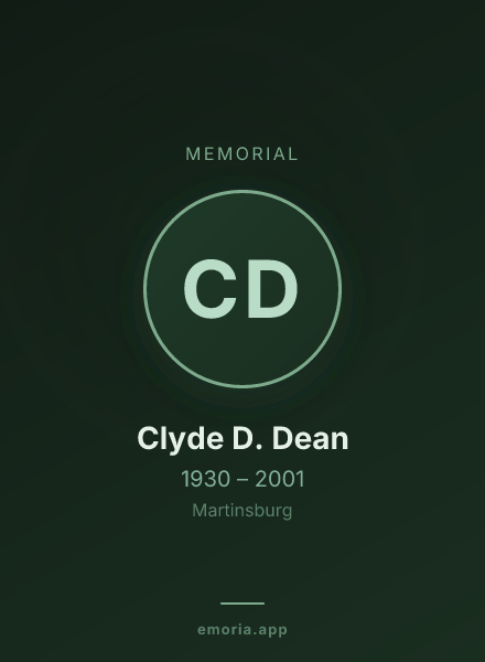 Memorial portrait of Clyde D. Dean