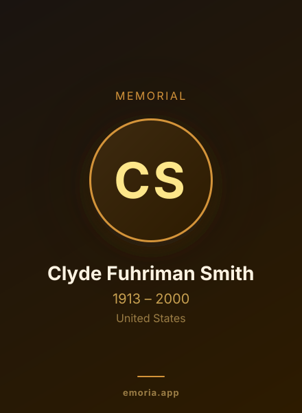 Memorial portrait of Clyde Fuhriman Smith