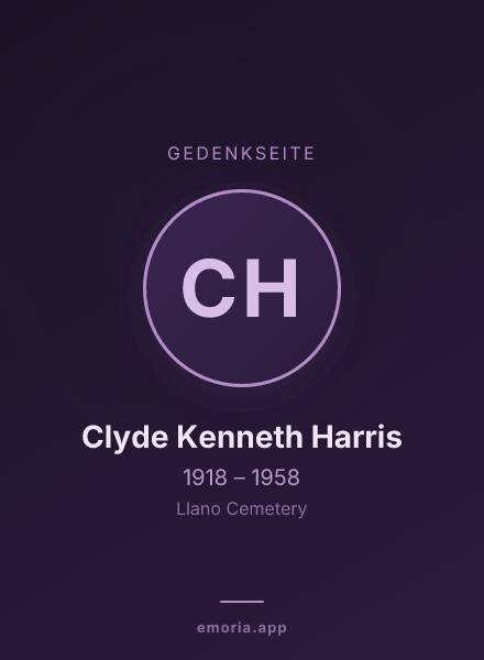 Gedenkportrait von Clyde Kenneth Harris