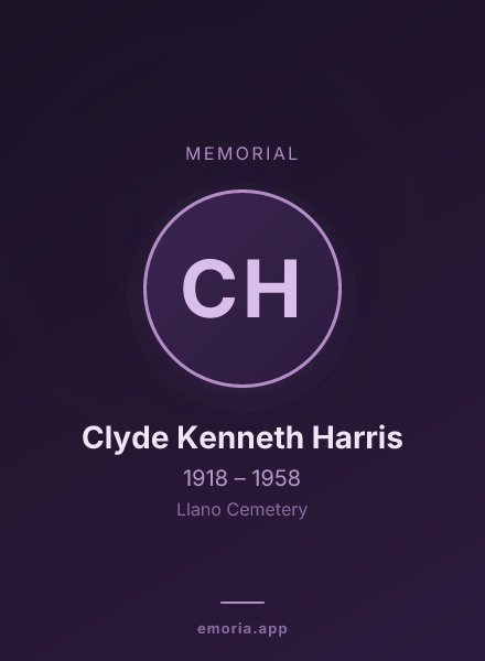 Memorial portrait of Clyde Kenneth Harris