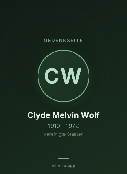 Gedenkportrait von Clyde Melvin Wolf