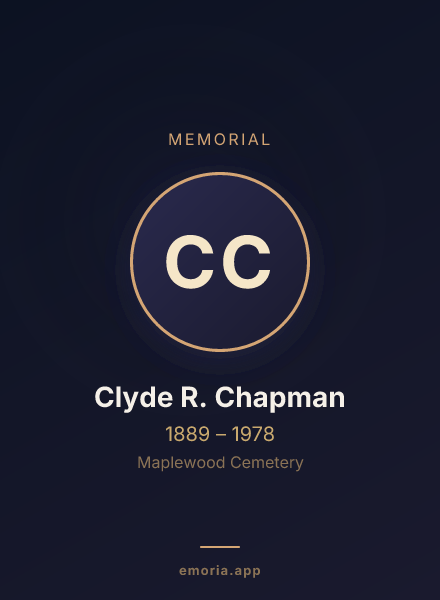 Memorial portrait of Clyde R. Chapman