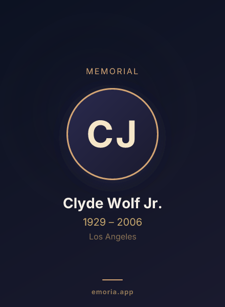 Memorial portrait of Clyde Wolf Jr.