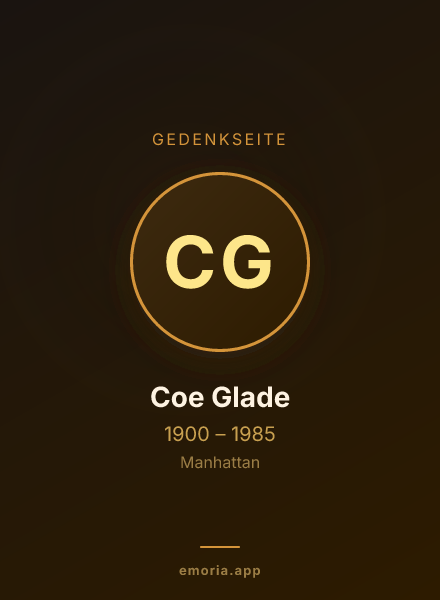 Gedenkportrait von Coe Glade