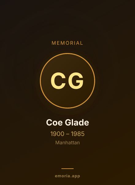 Memorial portrait of Coe Glade