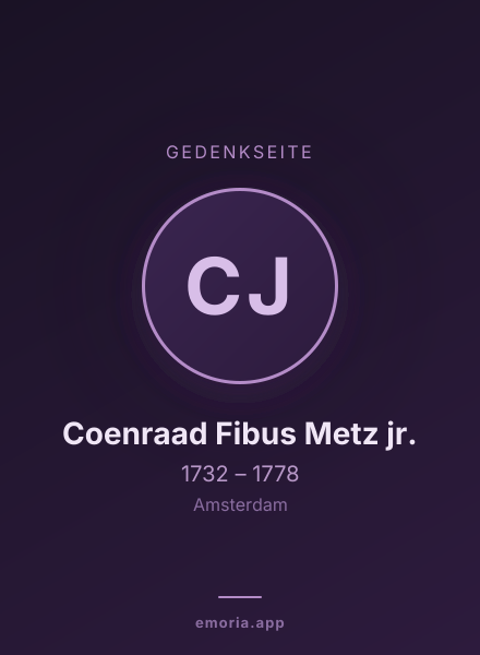 Gedenkportrait von Coenraad Fibus Metz jr.