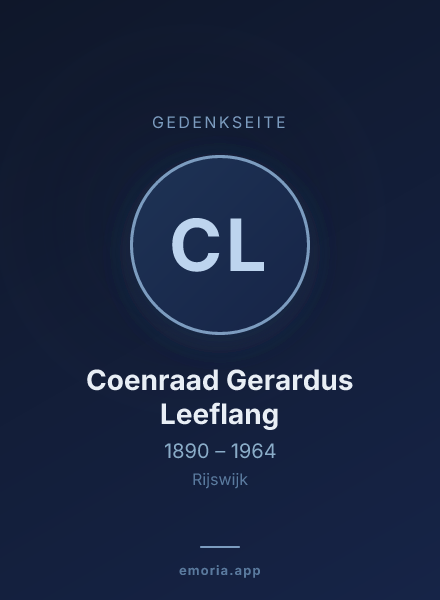 Gedenkportrait von Coenraad Gerardus Leeflang