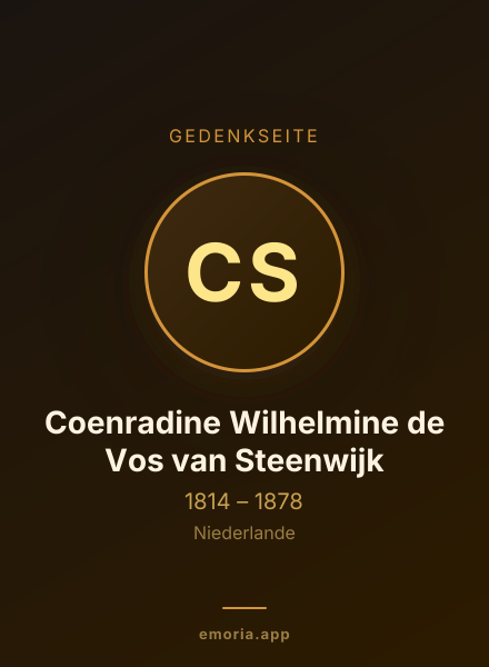 Gedenkportrait von Coenradine Wilhelmine de Vos van Steenwijk