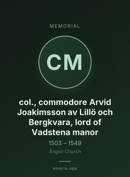 Memorial portrait of col., commodore Arvid Joakimsson av Lillö och Bergkvara, lord of Vadstena manor