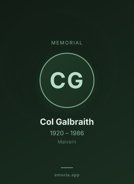 Memorial portrait of Col Galbraith