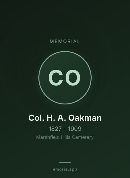 Memorial portrait of Col. H. A. Oakman