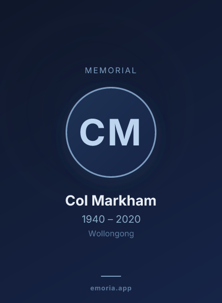 Memorial portrait of Col Markham