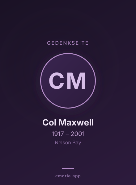 Gedenkportrait von Col Maxwell