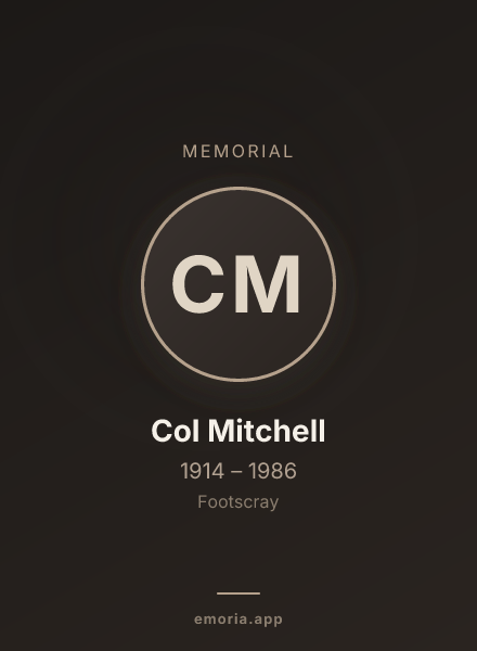 Memorial portrait of Col Mitchell