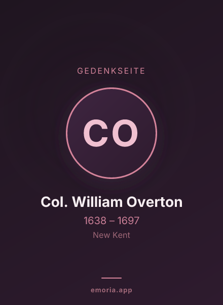 Gedenkportrait von Col. William Overton