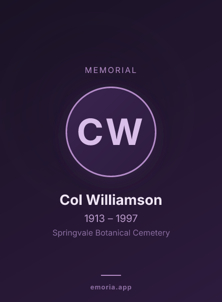 Memorial portrait of Col Williamson