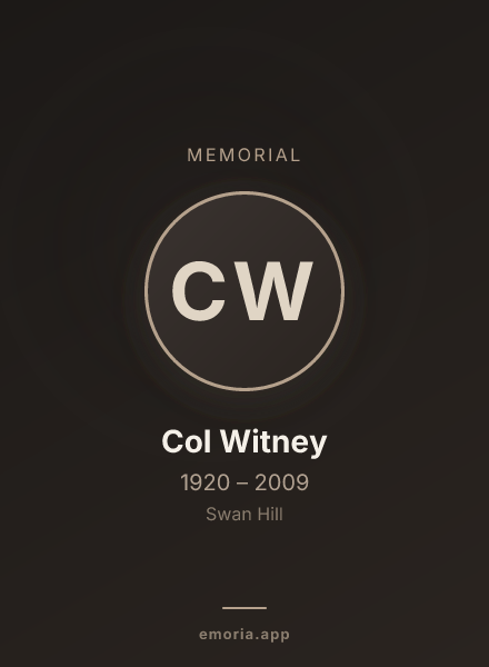 Memorial portrait of Col Witney