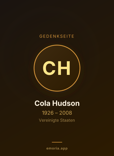 Gedenkportrait von Cola Hudson