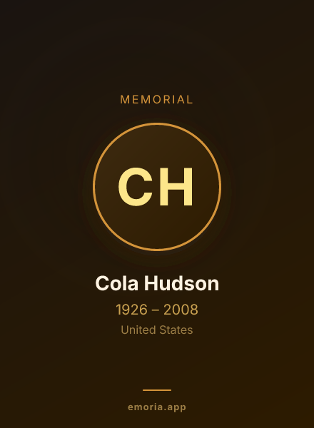 Memorial portrait of Cola Hudson
