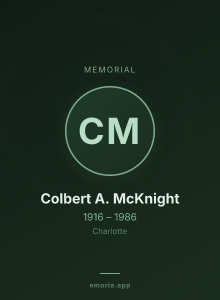 Memorial portrait of Colbert A. McKnight