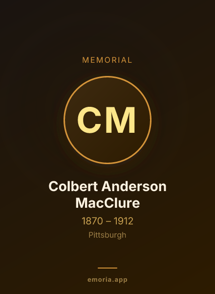 Memorial portrait of Colbert Anderson MacClure