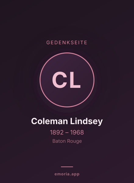 Gedenkportrait von Coleman Lindsey