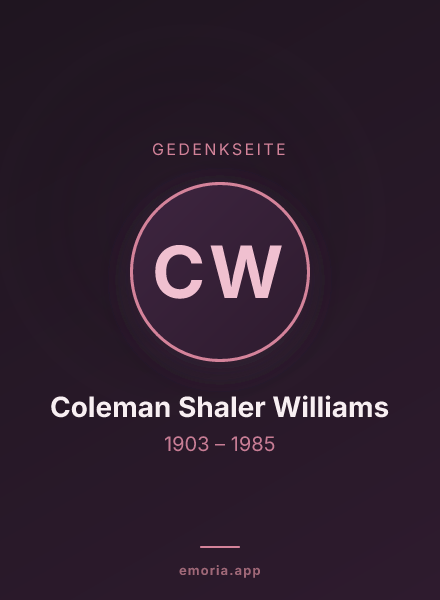Gedenkportrait von Coleman Shaler Williams