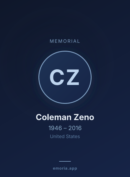 Memorial portrait of Coleman Zeno
