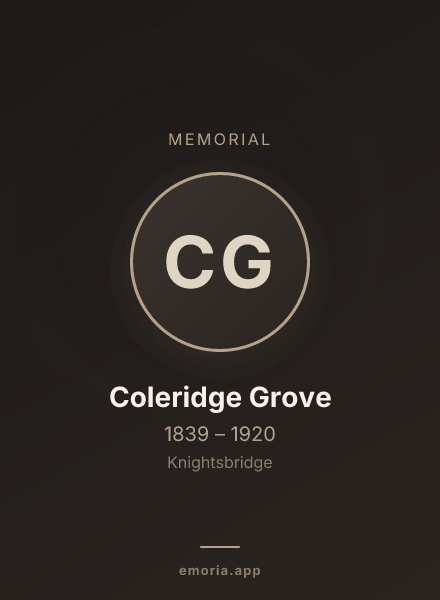 Memorial portrait of Coleridge Grove