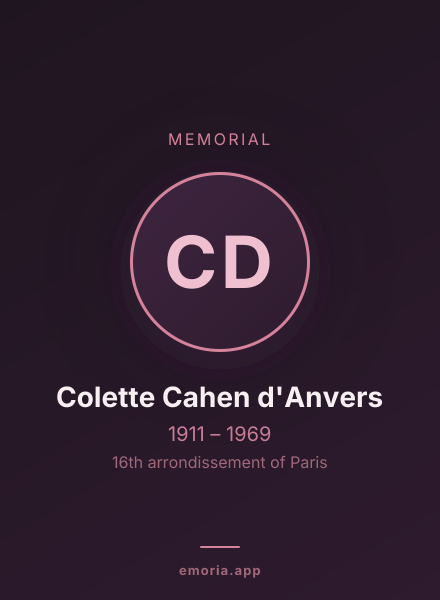 Memorial portrait of Colette Cahen d'Anvers