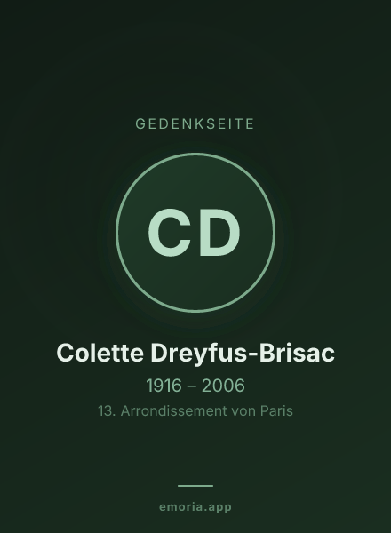 Gedenkportrait von Colette Dreyfus-Brisac