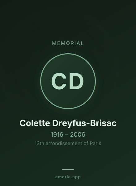 Memorial portrait of Colette Dreyfus-Brisac