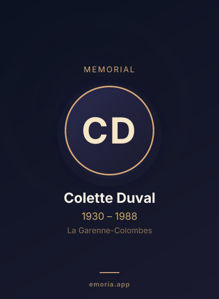 Memorial portrait of Colette Duval