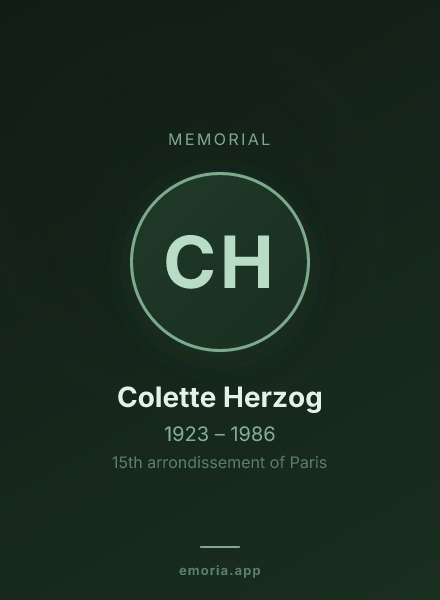 Memorial portrait of Colette Herzog
