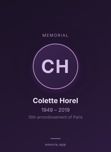Memorial portrait of Colette Horel
