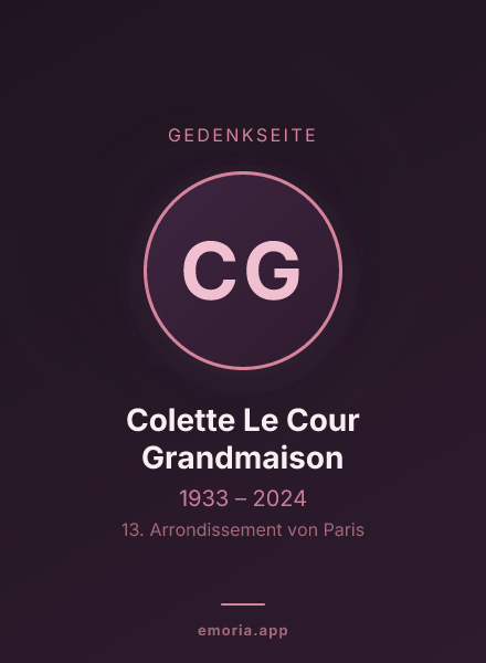 Gedenkportrait von Colette Le Cour Grandmaison