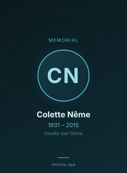 Memorial portrait of Colette Nême