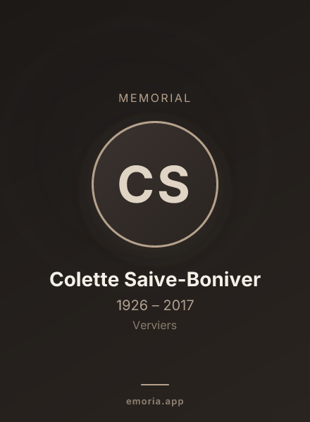 Memorial portrait of Colette Saive-Boniver
