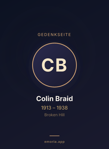 Gedenkportrait von Colin Braid